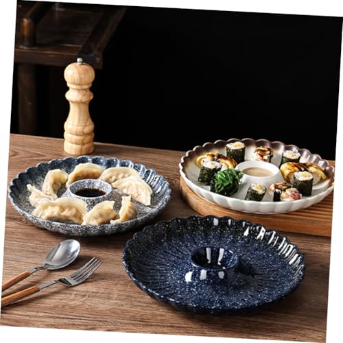 Plato de cerámica para dumplings con dipper miniatura 6