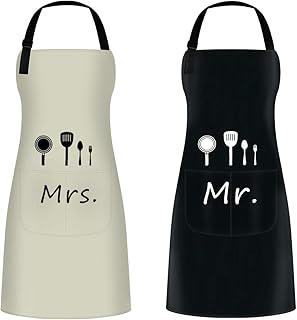 ETLEE Mr. & Mrs. Couple Aprons Setï¼ˆ2PCSï¼‰ Adjustable Kitchen Cooking Bib Apron Wedding Anniversary Engagement Bridal Shower Gift For Couples and Newlyweds
