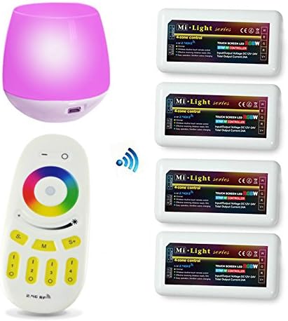 Firstsd 20M 5050 RGBW Mi Light WiFi Led Strip RGB and Cool White Tape Lights + 4pcs 4-Zone Dimmable Remote Controller + 20A Power Supply (Waterproof Strips IP65, 5050RGBW(RGB+Cool White))