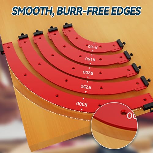 Aepiraza Woodworking Round Corner Radius Templates, Corner Routing Guide Set R100 R150 R200 R250 R300 Curve Guide Cabinet Edge Molding Aluminum Router Corner Radius Template