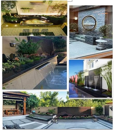 Stainless Steel Waterfall Spillway Fountain - 30cm Indoor/Outdoor Garden Pool Decor for Backyard, Modern Water Feature, Elegant Landscaping, Durable and Stylish