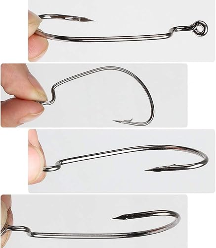 Miniatura 6 de YATROUYS Anzuelos de pesca compensados Ganchos de gusano 50 unidspaquete 7316 de acero de alto carbono ancho hueco gancho de cebo de gusano tamaño 2