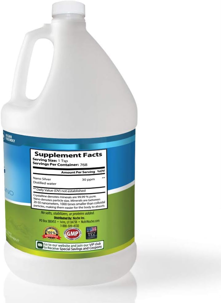 Up To 50% OFF NutriNoche Colloidal Silver Mineral Liquid Supplement - Daily Immune System Support - Colloidal Nano Silver 30 PPM (Gallon Size)