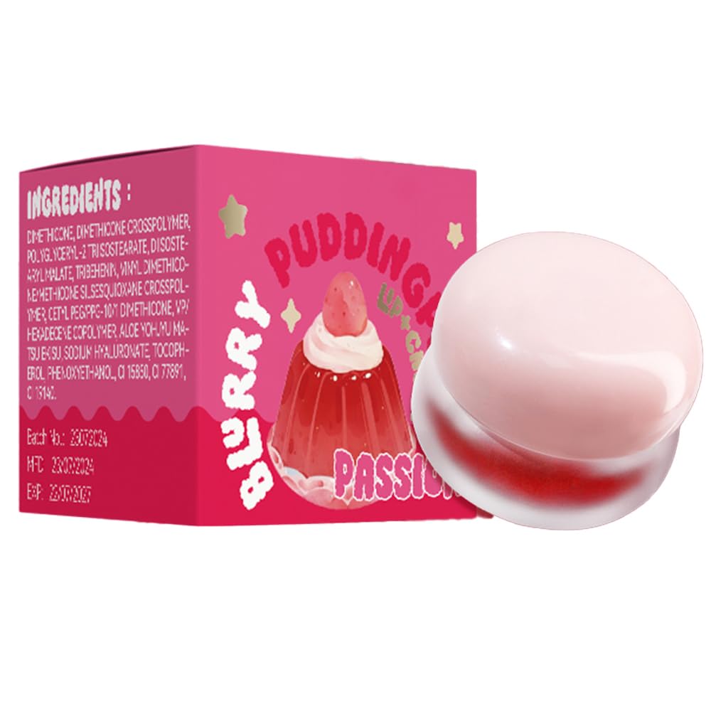 Jelly Lipstick Mud, Moisturizing Matte Mist Velvet Lip Glaze, Pudding Pot Lip & Cheek Dual Use Lip Gloss Blush with Aloe Vera, High Pigment Long Lasting for Lip Make Up (03#Passion, 1 OZ)