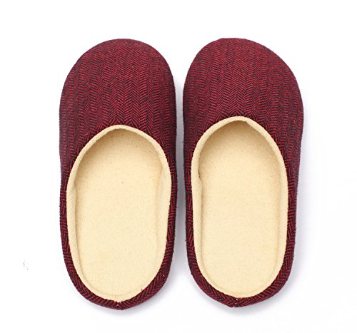 ofoot Mens & Womens Cotton Fabric Terry Lining Memory Foam Slip On House Slippers4