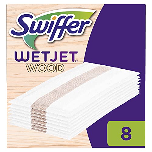 Wetjet Wood Refill Wipes，8 片清洁湿巾，适用于 Swiffer 拖把，专为成品木地板设计