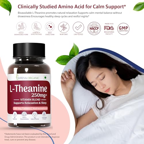 Image of L Theanine 250mg with Vitamin B Complex | 120 Veg Tablets - L Theanine Supplements for Relaxation, Mood, Focus & Energy Levels | Stress Support Formula