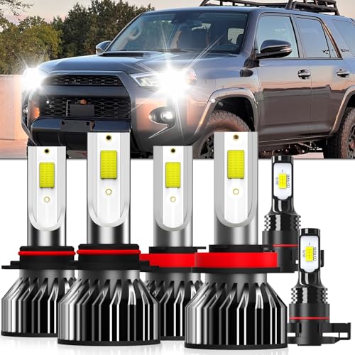 XG Glitter Lights Fit For Toyota 4Runner 2014-2021, 9005 High Beam H11 Low Beam h16 Fog Light Bulbs, High Power 6500K White Light, Pack of 6 (Toyota 4Runner 2014 2015 2016 2017 2018 2019 2020 2021)