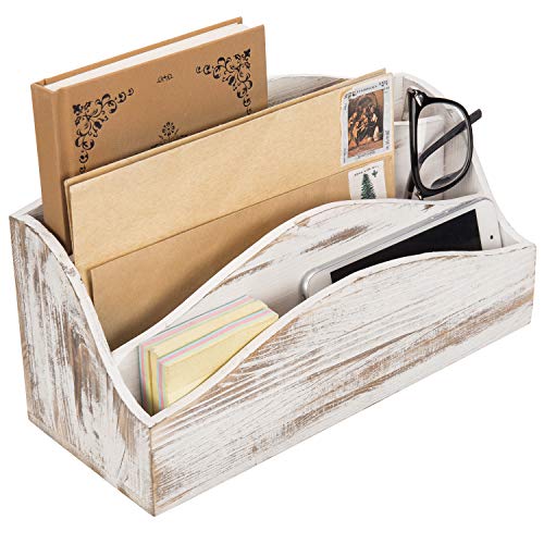 Mygift Vintage Whitewashed Wood Desktop 3-Slot Mail & Document Sorter #TOP28