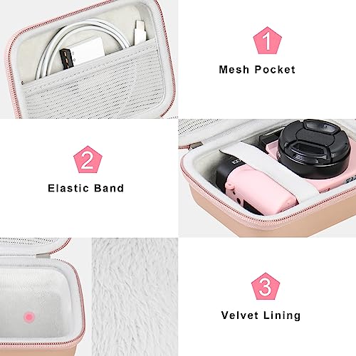 Canboc Digital Camera Case For Femivo/Iweukjlo/Vetek/Vjianger 4K 48Mp Vlogging Camera For Photography And Video, Mesh Pocket Fit Batteries, Usb Cable, Sd Card, Rose Gold (Case Only) #TOP3