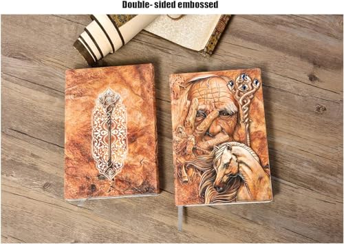 Image of Alokik 3D European Vintage Embossed Leather Diary Notebook A5 Size with Artistic 3D Cover Design, Lined & Blank Pages, Ribbon Bookmark, Gift Box Journal for Writing, Return Gifts