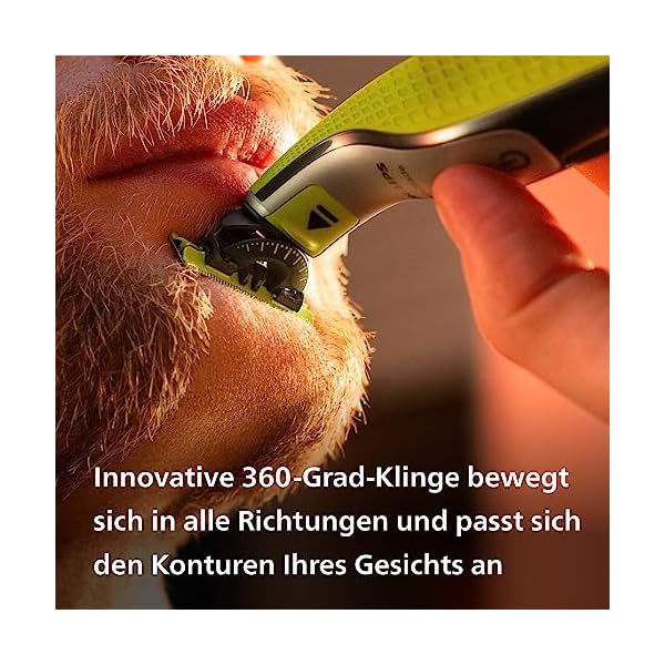 Philips OneBlade 360 Face – Elektrischer Bartschneider und Rasierer zum Trimmen, Stylen und Rasieren, inkl. 2 innovativen 360-Klingen & verstellbarem 5-in-1-Trimmaufsatz (Modell QP2734/30) – Bild 4