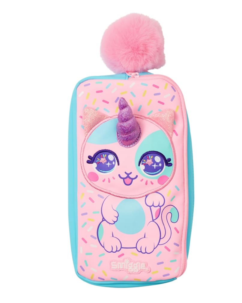 SmiggleBest Budz' Soft 2 Pocket Pencil Case (Pink Unicorn Kitty)
