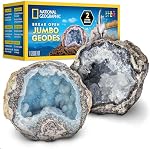 National Geographic Jumbo Geodes Kit – Break Open 2 Large Geodes with Crystals Inside, Earth Science Kit for Kids, Geology Gift for Boys and Girls, STEM Rock and Mineral Toy