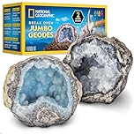 NATIONAL GEOGRAPHIC Jumbo Geodes Kit – Break Open 2 Large Geodes with Crystals Inside, Earth Science Kit for Kids, Geology Activity for Boys and Girls, STEM Rock and Mineral Toy
