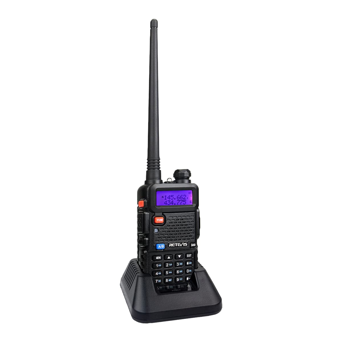 Retevis RT5R Walkie Talkie Doble Banda, Radioaficionado Largo Alcance, de Carga USB de 2 m / 70 cm, Radio FM Portátil de Mano, Ham Radio 128 Canales para Seguridad, Colegio(Negro, 5 Piezas)