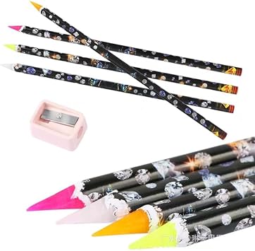 Rhinestone Picker Tool Self Adhesive DIY Diamond Nail Art Wax Pencil Rhinestone Applicator, Pick Up Rhinestones with Pencil Sharpener 8