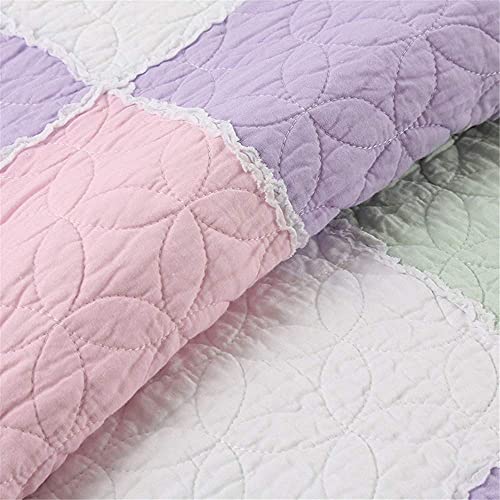 Parure de lit double violette avec couvre-lit patchwork 230x250 cm et 2 taies - 4