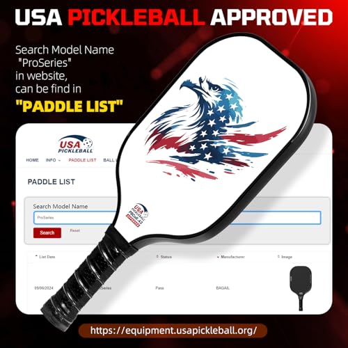 Image of BAGAIL Pickleball Paddles, USAPA Approved Fiberglass Surface Pickleball Set, Lightweight Pickle Ball Rackets with 4 Balls, 1 Bag, Designed in California for Traction and Stability