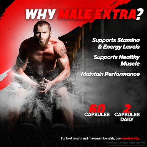 rize labs - Male Extra Capsules - Performance Supplement for Men, Maximum Strength Support, Ultra Pure Pills, Non-GMO Vegan Supplement Advanced Formula (120 Capsules)