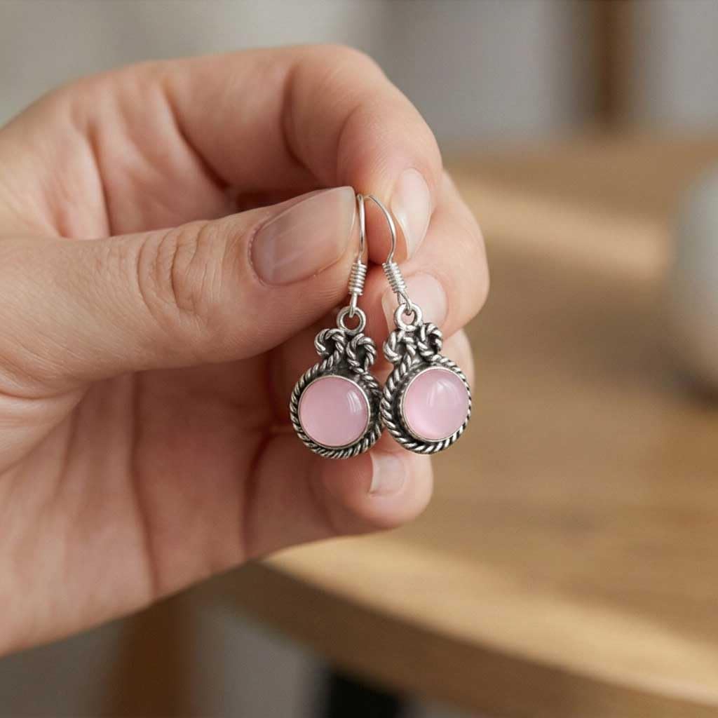 925 Sterling Silver Overlay Handmade Jewelry Round Carnelian, Rose Quartz, Turquoise, Garnet Natural Gemstone Boho Drop Dangle Earring For Women
