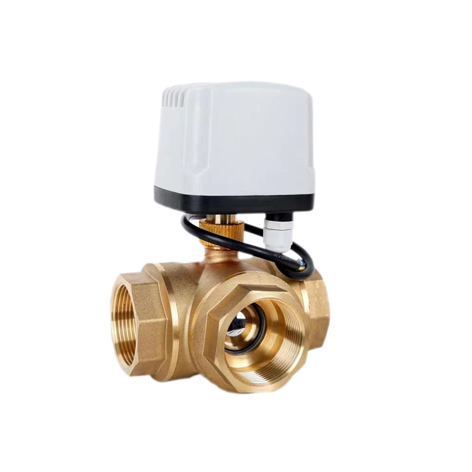 Válvula de bola motorizada de 3 vías eléctrica tipo T para control de agua de 12VDC