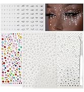 Yosca 4 Pcs Self Adhesive Face Gems, Rhinestone Stickers for Face Eye Hair Nail Art Body Makeup, ...