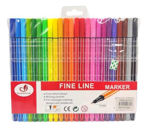 Genérico Canetas Coloridas Ponta Fina Fineliner 0.4mm Kit 24 Cores Vividas Caneta de Ponta Fina Fine Liner