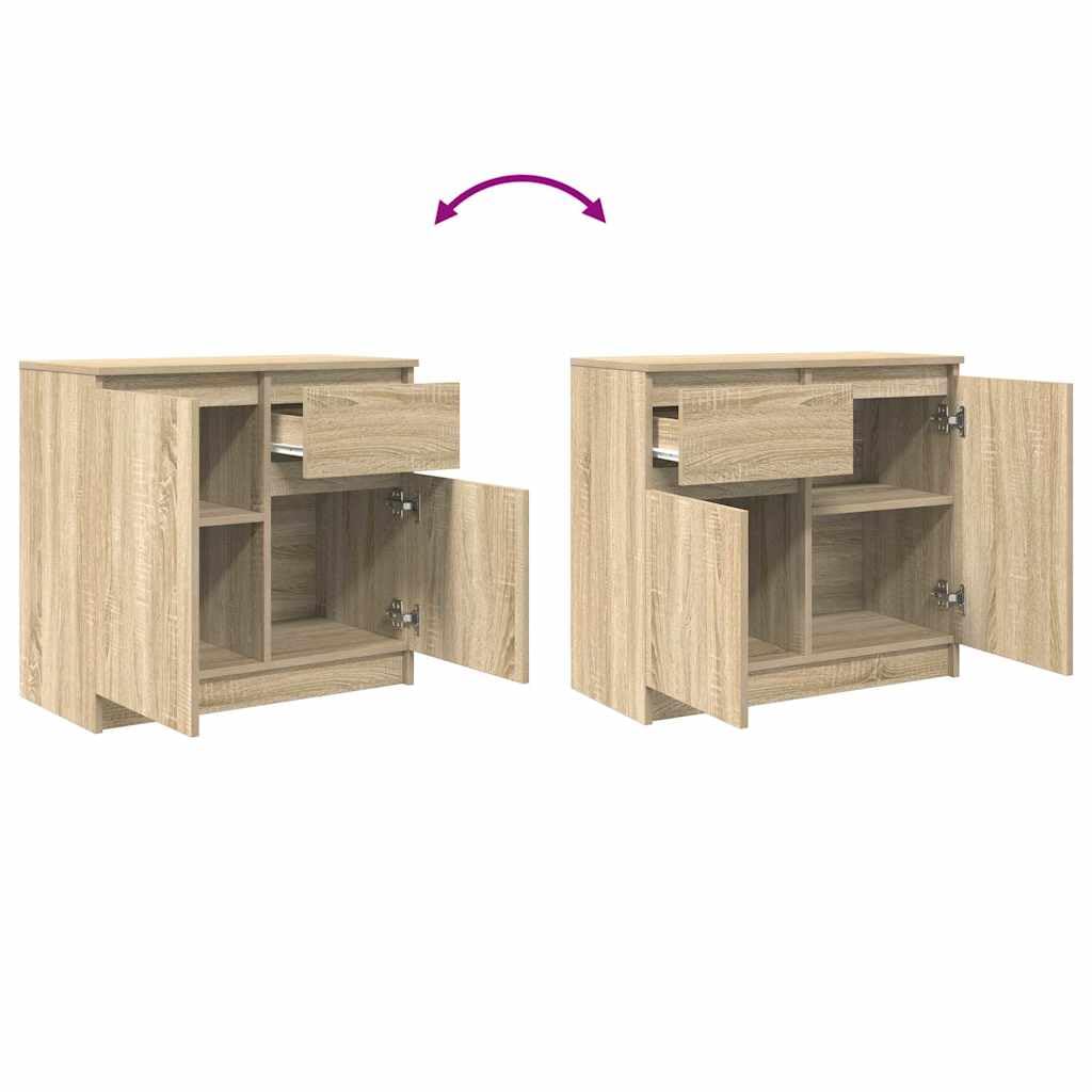 vidaXL Sideboard mit Schublade Sonoma-Eiche 71x35x65 cm Holzwerkstoff, Kommode, Schrank, Flurschrank, Anrichte, Küchenschrank, Wohnzimmerschrank