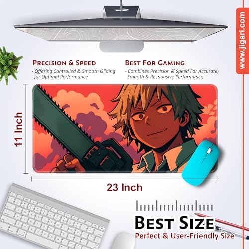 Image of Anime Theme Printed XL Extended Stich Edge Mousead | Smooth Surface Gaming Mousepad with Anti-Slip Rubber Base | 3mm Thick - 11 x 23 Inch ((P98))