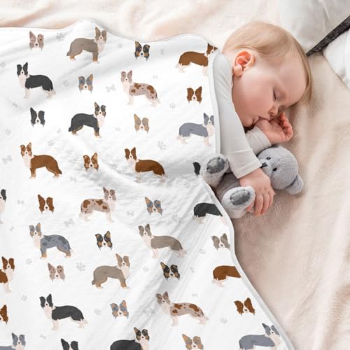 Image of Dog Border Collie Baby Swaddle Blanket for Boys and Girls, Cute Animal Muslin Baby Receiving Swaddle Blanket, Soft Cotton Nursery Swaddling Blankets for Newborn Toddler Infant