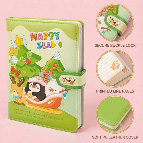 Image of FunBlast Diary for Girls - Christmas Kawaii Diary for Kids, Journal Diaries for Girls, Notepad for Students Stationary Items, Birthday Gifts (98 Sheets) (Green)