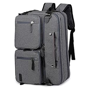 Convertible 17 Inch Laptop Backpack Briefcase Hybrid for Men Laptop Teacher Bag Travel College Backpack Waterproof HB-22 (Light Grey)