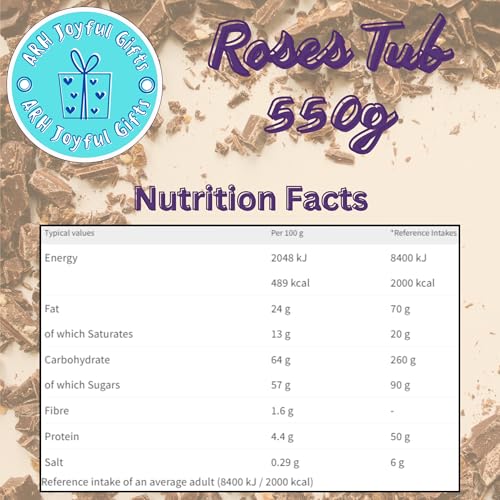 Roses Chocolate Tub 550g – Large Tub of Chocolates, Individually Wrapped Selection, Birthday, Christmas, Halloween, Party Treats, Bulk Sharing, Chocolate Gift Box for Kids & Adults - Image 2