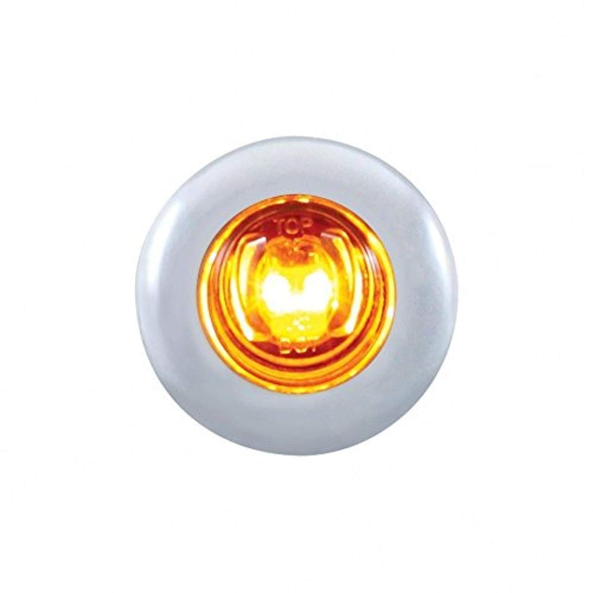 United Pacific 37142 2 LED Mini Clearance/Marker Light with Bezel (Amber LED/Amber Lens)