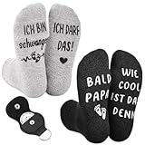 Jadive Geschenke für Neue Eltern Antirutsch Socken Entscheidungsmünze Mama Papa Schwangerschaft Verkünden Lustige Geschenk für Schwangere Taufgeschenke Weihnachten(Hellgrau, Dunkelgrau,Dicke Version)
