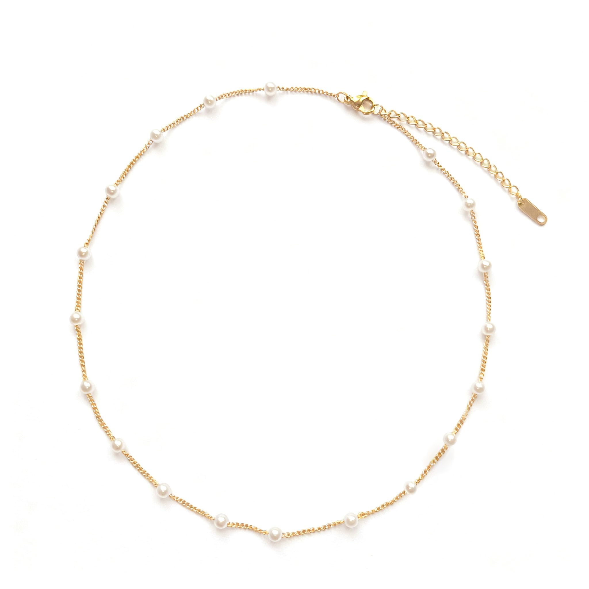 Pearl Necklaces for Women,18K Gold Plated Dainty Single Pearl Pendant Necklace Simple Pearl Choker Necklaces for Women Handmade Pearl Jewelry Bridesmaid Gifts