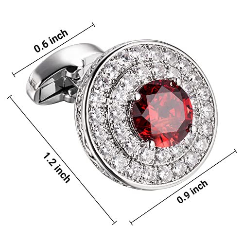 Image of HAWSON Cufflinks for Men, Gold Diamond Crystal Cufflinks for Groom Husband Personalized Gifts, Mens Formal Wedding Business Cufflinks, Luxurious Gorgeous Cuff Links French Shirt Accessories