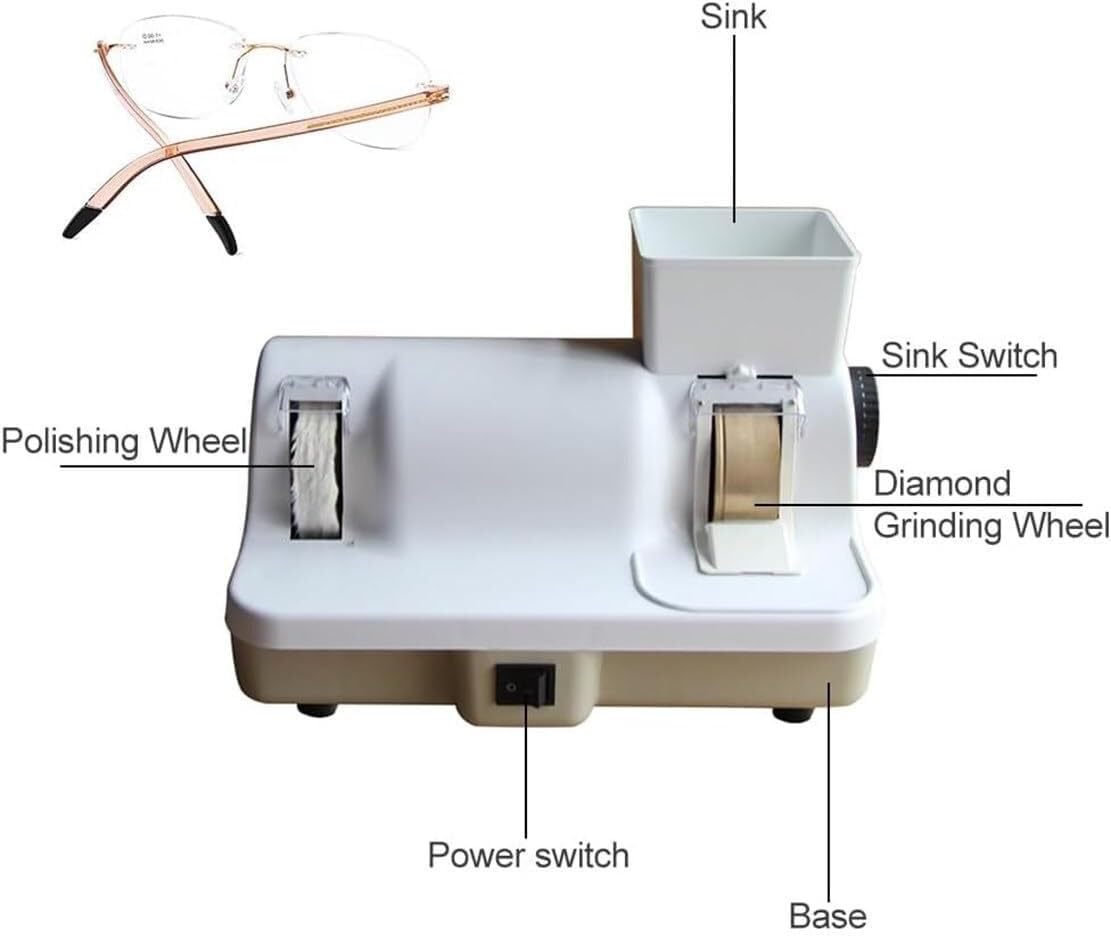 Auto Lens Grinder Cutter Glass Polishing Machine, Lens Grinder 120W Optical Hand Lens Edger and Lens Polisher, for Fine Grinding, Fine Grinding and Slot Grinding