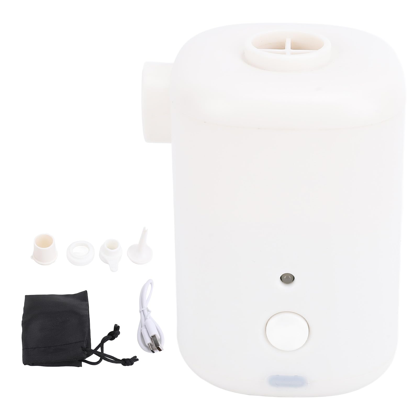 Portable Outdoor Inflator Deflator Pump, Rechargeable Electric Air Pump for Inflatables Air Mattress Swim Ring USB and Car Powered Mini Inflator Pump (White)