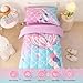 VIVILINEN Toddler Bedding Set for Girls 4-Piece Mermaid Tail Toddler Comforter Sets for Baby Purple Blue Toddler Bed Bedding Baby Bedroom Set, Include Comforter, Flat Sheet, Fitted Sheet, Pillowcase
