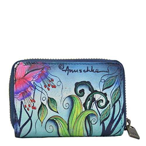 Image of Anuschka Women's Hand-Painted Genuine Leather Accordion Style Credit and Business Card Holder - Enchanted Garden