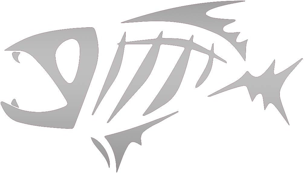 Fish Skeleton (Metallic Silver) (Set of 2) Premium Waterproof Vinyl Decal Stickers for Laptop Phone Accessory Helmet Car Window Bumper Mug Tuber Cup Door Wall Decoration