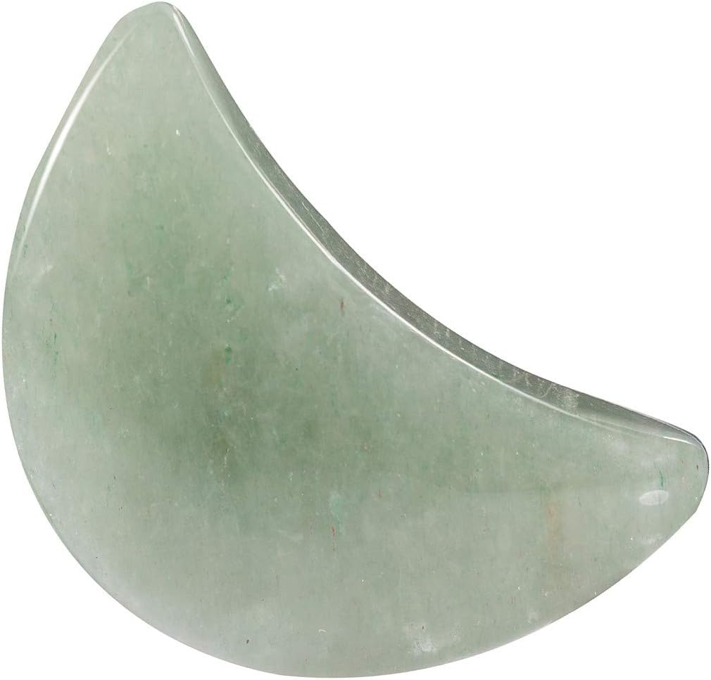 mookaitedecor Set of 5 Green Aventurine Moon Healing Crystal Pendants for Jewellery Making Semi Precious Moon Shaped Palm Worry Stones for Anxiety Stress Relief Tumbled Pocket Stone Desk Decor - Image 3