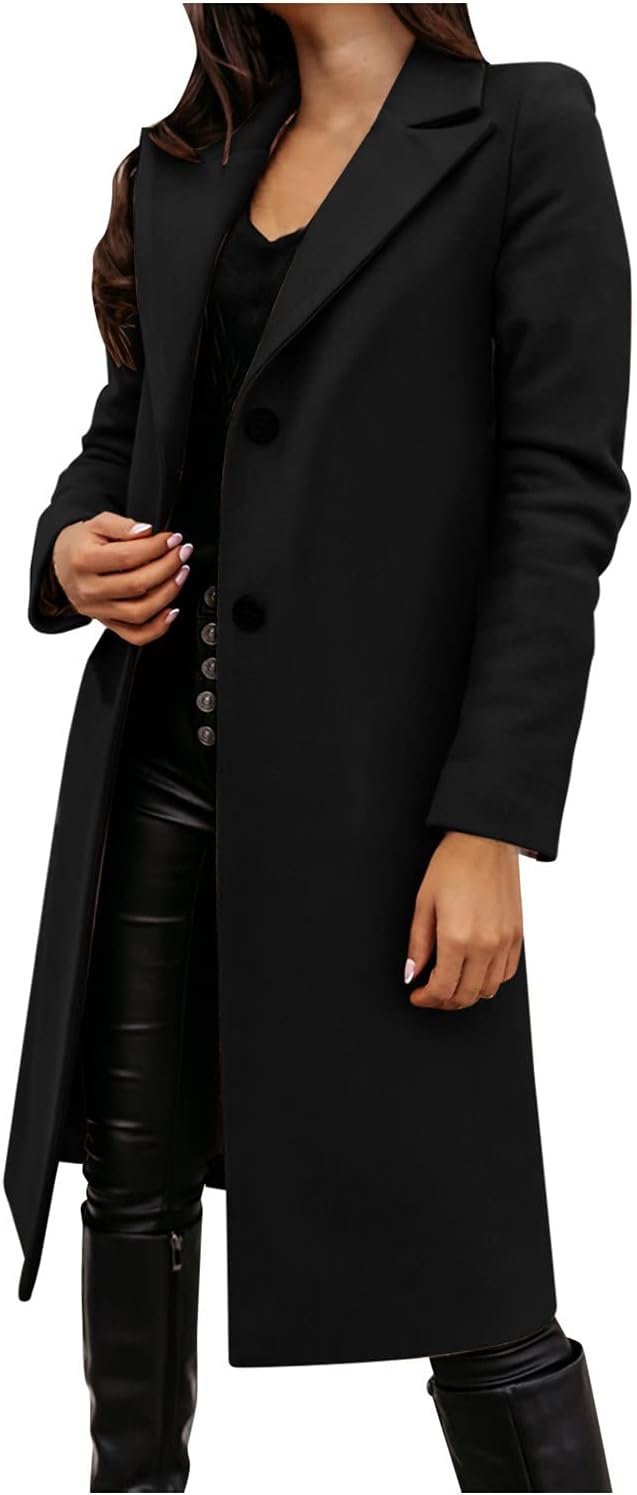 SHAOBGE Jackets Cold Weather Women Women's Faux Wool Thin Jacket Coat Trench Jacket Ladies Warm Solid Long Zipper Jacket