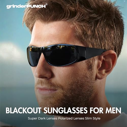 grinderPUNCH Super Dark CAT 4 Sunglasses Polarized Blackout Lenses for Light Sensitivity & Migraine Relief Wrap Around Darkest Sunglasses - Gloss/Black Superdark by grinderPUNCH - Image 5