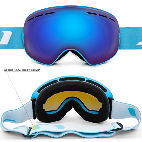 Juli Ski Goggles,Winter Snow Sports Snowboard Goggles With Anti-Fog Uv Protection Interchangeable Spherical Dual Lens For Men Women & Youth Snowmobile Skiing Skating Blue #TOP2