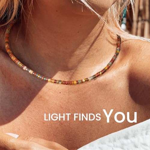 AGOT Beaded Gemstone Necklace for Women: Boho Bead Choker Natural Stone Necklaces - Handmade Jewelry for Summer Beach4