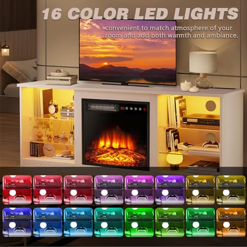 image for LEMBERI 58 Inches Fireplace TV Stand for TVs up to 65 Inches Console w