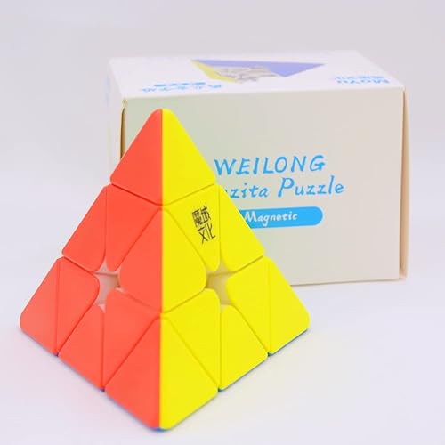 Vista 6 de Bukefuno MoYu Weilong 3x3 pirámide magnética mágica velocidad rompecabezas moyu 3x3x3 buque insignia mágico piraminx magnético sin pegatinas 3x3
